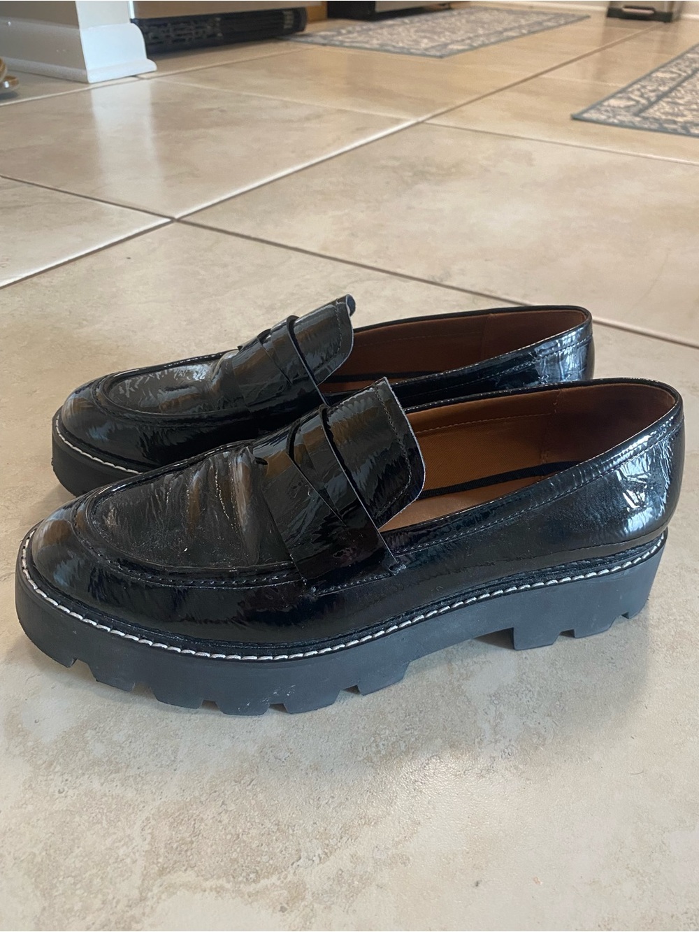 Franco Sarto Black Balin Lug Sole Penny Loafers